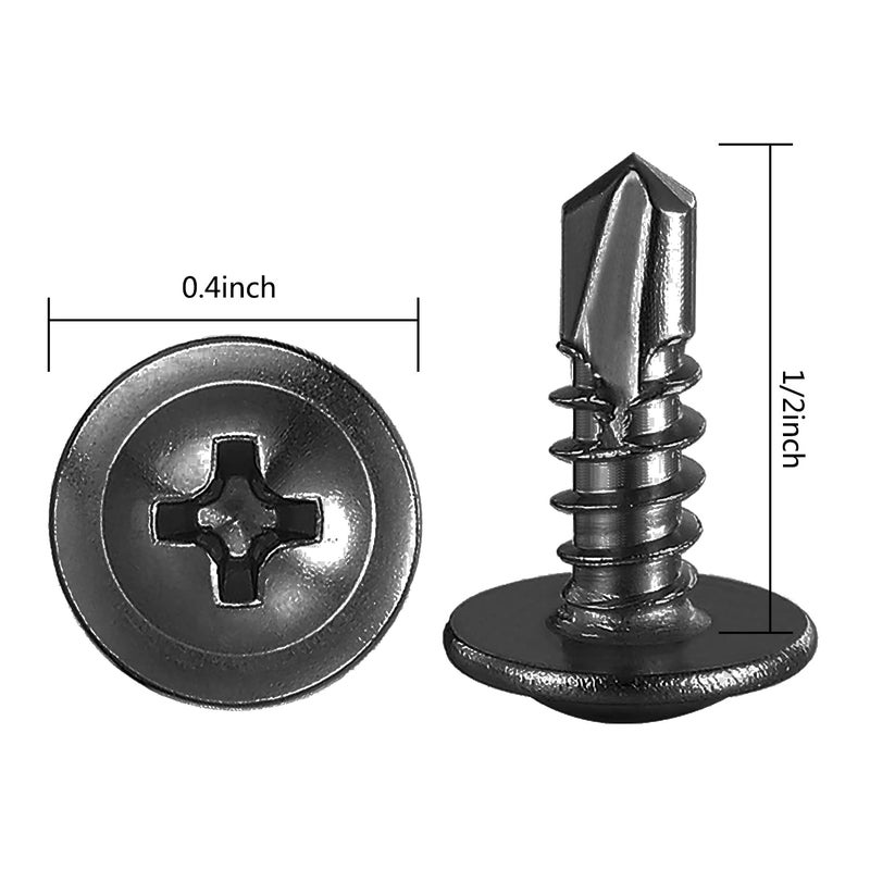 Wensilon Store (400Pcs)#8×1/2” for Sheet Metal Self-Tapping Screws 410 Black Stainless Steel Truss Head High-Strength Quick Tapping - Image 2